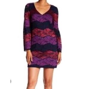 Trina Turk Womens‎ Bell Sleeve Mini Sheath Dress Size S Lace Whimsigoth Office